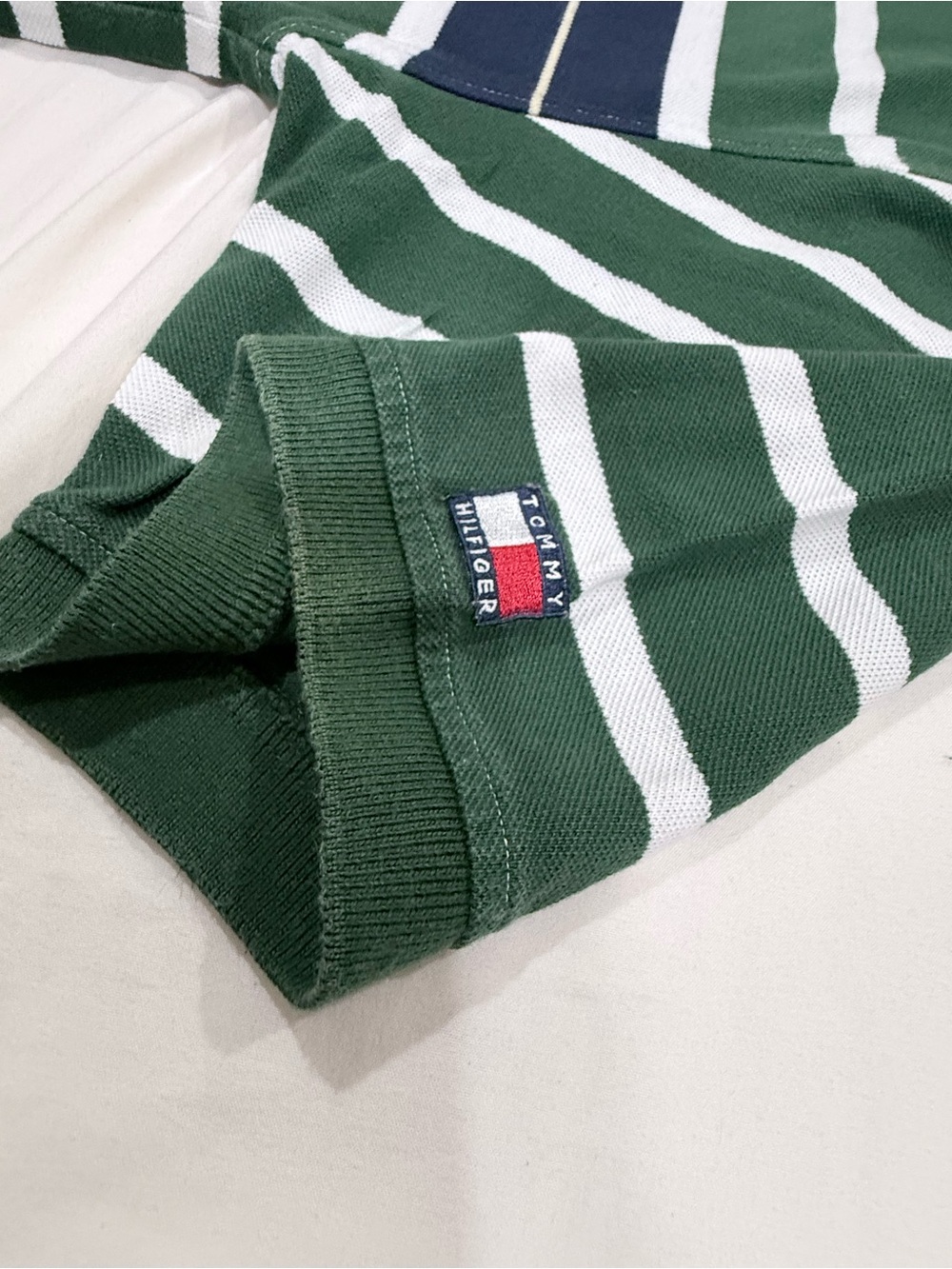 Tommy Hilfiger Green, Navy & White Striped Men’s Polo - Picture 3 of 9